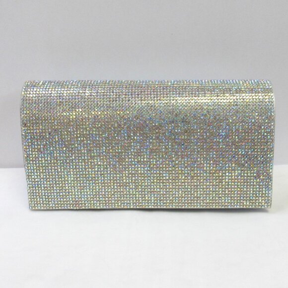 New Iridescent Rhinestone Crystal Evening Bag Clutch Sparkle Wedding Formal NEW - Picture 1 of 3